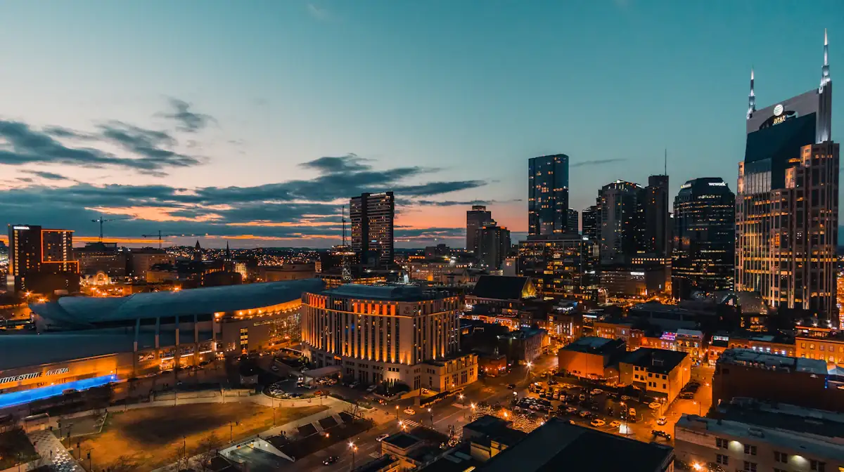 A chic boutique hotel rooftop in Nashville